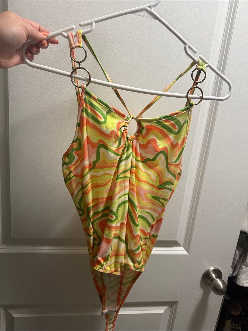 Girls' Green & Orange Swirl One-Piece Bathing Suit - Unbranded